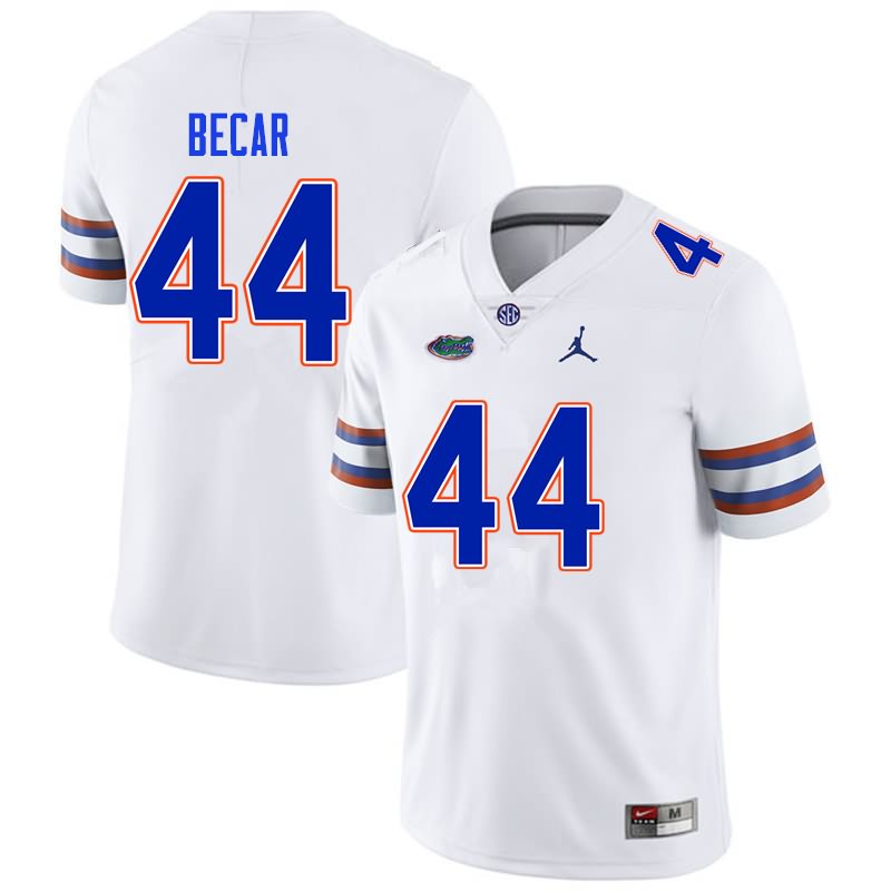 NCAA Florida Gators Brandon Becar Men's #44 Nike White Stitched Authentic College Football Jersey UHJ6764DK